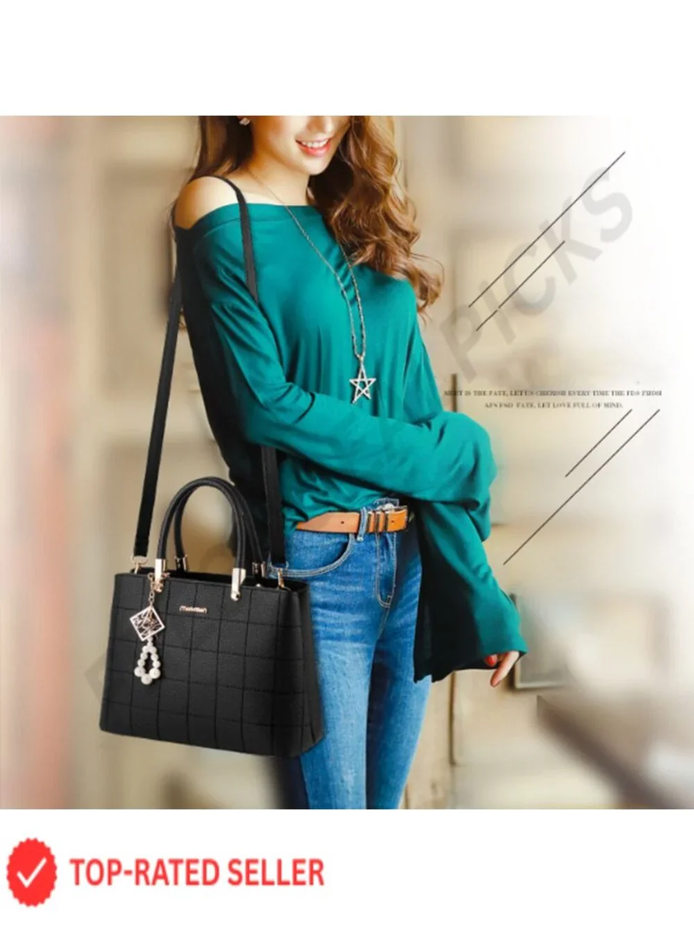 PU Leather Satchel Tote Shoulder Bag Top Handle with Removable Strap